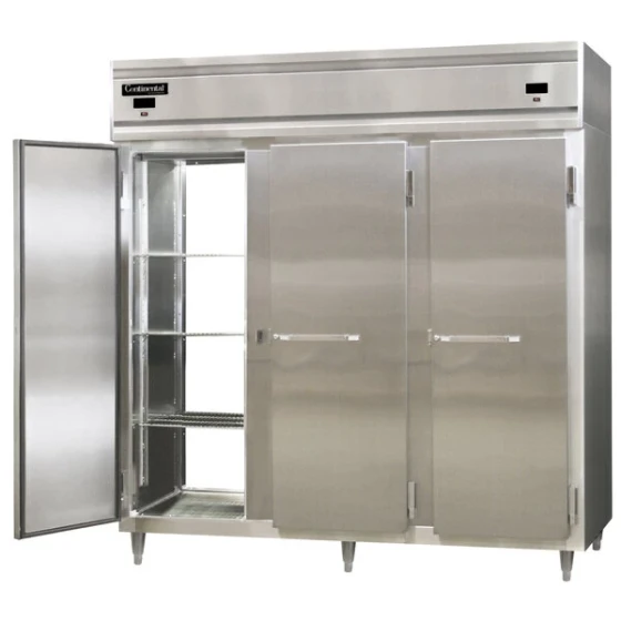Continental Refrigerator D3RRFNSAPT 78" Solid Door Dual Temperature Pass-Through Refrigerator/Refrigerator/Freezer