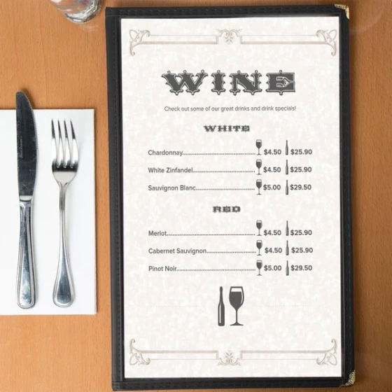 Choice 8 1/2" x 14" Menu Paper - Tan Swirl Border - 100/Pack