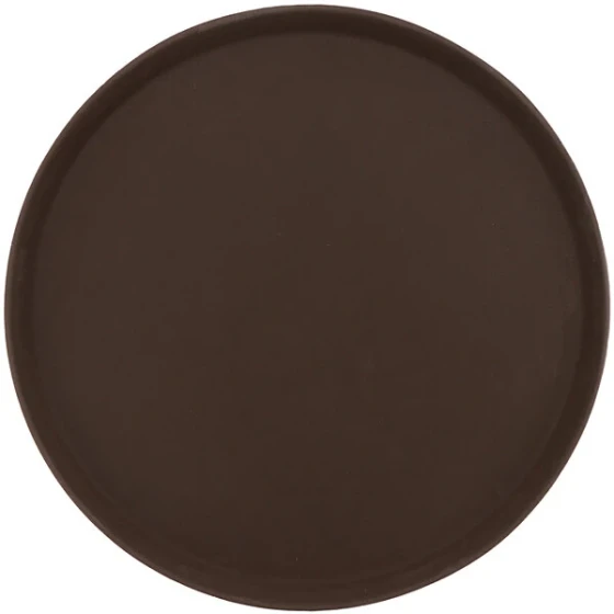 GET NS-1600-BR 16" Brown Round Polypropylene Non-Skid Serving Tray