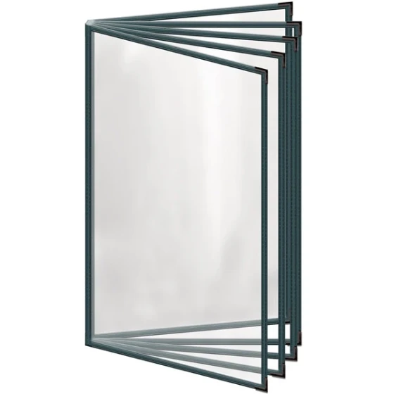 H. Risch, Inc. TE-10V Deluxe Sewn 8 1/2" x 14" Green 10 View Vinyl Menu Cover with Black Smooth Corners and Gloss Finish