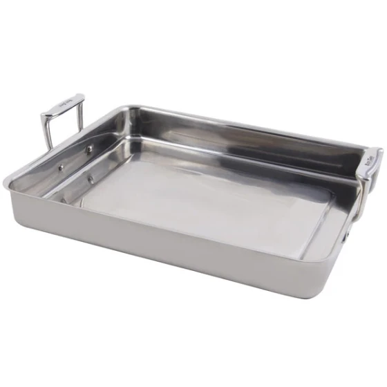 Bon Chef 60012 Cucina 5 Qt. Stainless Steel Roasting Pan - 14 3/4" x 12" x 2 1/4"