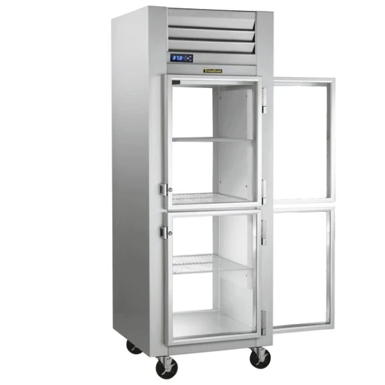 Traulsen G16003P 1 Section Half Solid Front, Half Glass Back Door Pass-Through Refrigerator - Right / Left Hinged Doors