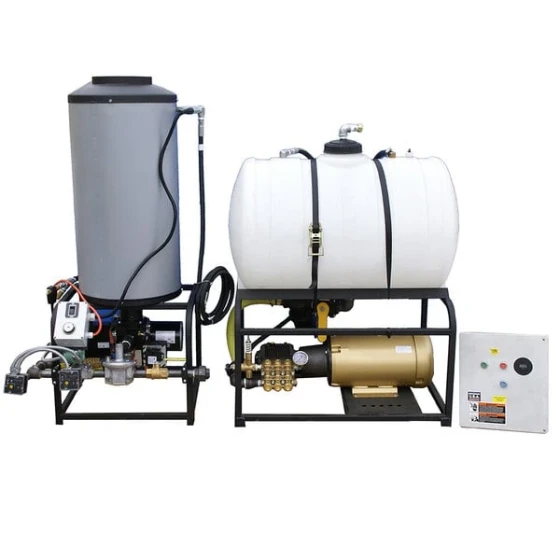 Cam Spray 2555STATLEF Stationary LP Gas Fired Electric Hot Water Pressure Washer with 50' Hose - 2500 PSI; 5.5 GPM