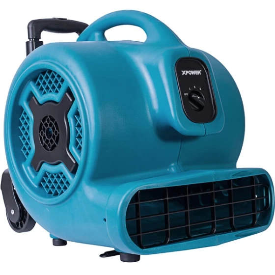 XPOWER X-830H Blue 3-Speed Air Mover with Telescopic Handle and Wheels - 1 hp