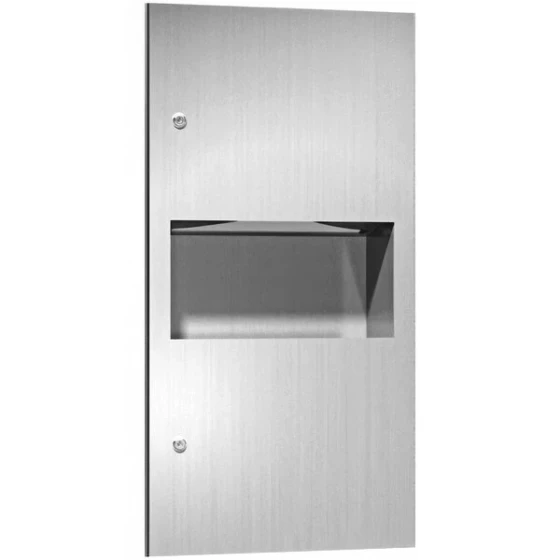 American Specialties, Inc. Simplicity 10-64623 Stainless Steel Recessed Paper Towel Dispenser with 2.2 Gallon Waste Receptacle