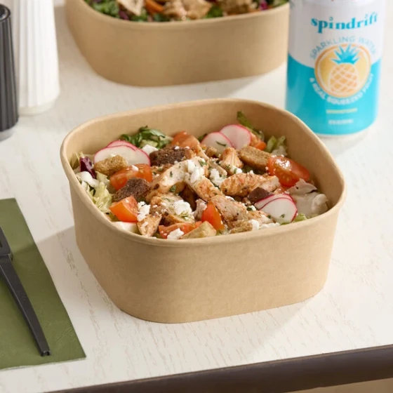Choice 40 oz. Square Kraft PE-Lined Microwavable Take-Out Container - 300/Case