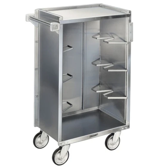 Lakeside 790 Medium-Duty Stainless Steel Enclosed Bussing Cart with Ledge Rod and Vinyl Finish - 27 3/8" x 17 5/8" x 42 7/8"