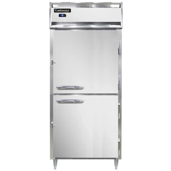 Continental Refrigerator D1RXSNSSHD 36" Extra-Wide Shallow Depth Solid Half Door Reach-In Refrigerator
