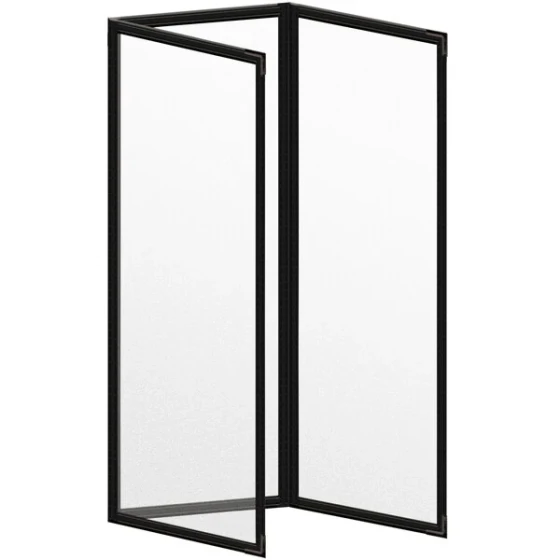 H. Risch, Inc. TET Deluxe Sewn 4 1/4" x 14" Black 6 View Foldout Vinyl Menu Cover With Black Smooth Corners and Matte Finish