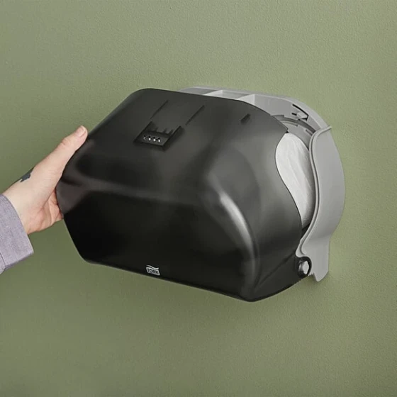 Tork 59TR Black Twin Standard Double Roll Horizontal Toilet Paper Dispenser T24