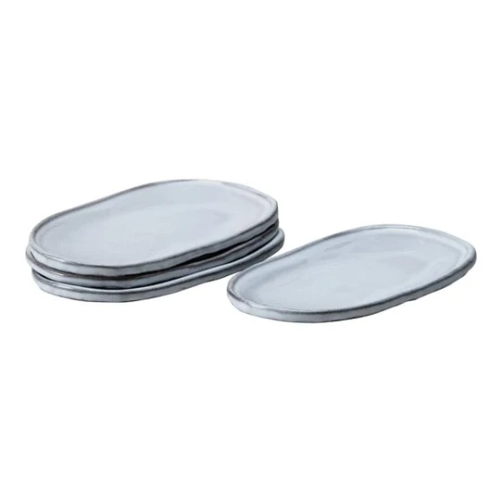 Nosse by Zwiesel Fortessa Ubuntu 4 3/4" x 2 13/16" Stone Oval Stoneware Platter 8600.UBUN.ST.19 - 4/Case