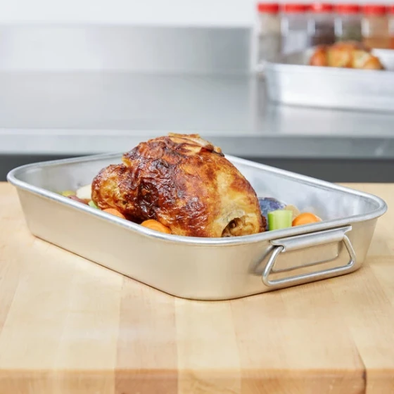Vollrath 4412 Wear-Ever 4.5 Qt. Aluminum Baking and Roasting Pan with Handles - 13 1/4" x 9 3/4" x 2 1/4"
