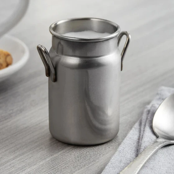 Vollrath 59764 4.9 oz. Mini Milk Can Stainless Steel Creamer