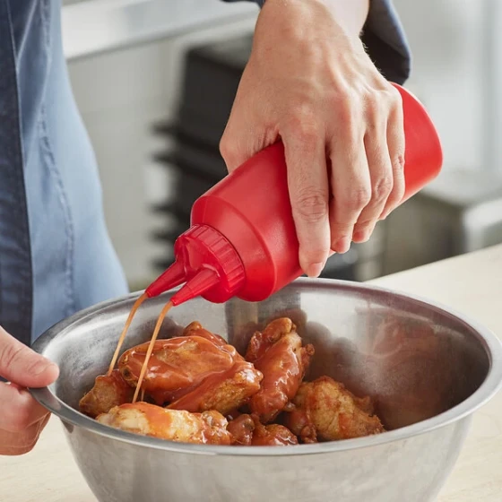 Vollrath 2212-02 Traex® Color-Mate™ 12 oz. Red Twin Tip™ Standard Squeeze Bottle