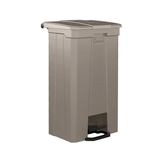 Suncast TCST23 23 Gallon Rectangular Beige Step-On Trash Can with Metallic Finish