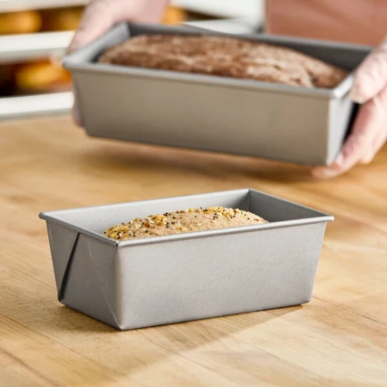 Baker's Lane 3/8 lb. Glazed Aluminized Steel Bread Loaf Pan - 5 5/8 inch x 3 1/8 inch x 2 3/16 inch