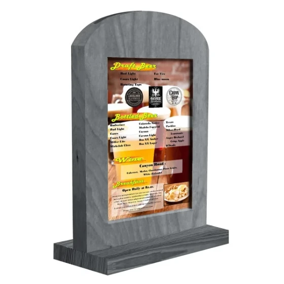 Menu Solutions WTARCH-A 4" x 6" Ash Arched Wood Menu Tent with Straight Base