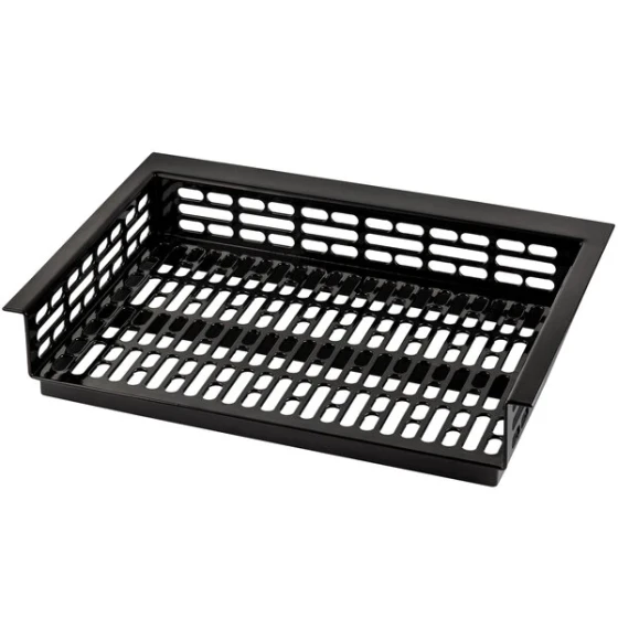 TableCraft CW1074BK Simple Solutions 21 1/4" x 15 3/8" x 3" Black Cast Aluminum Perforated Single Cold Well Drop-In Template