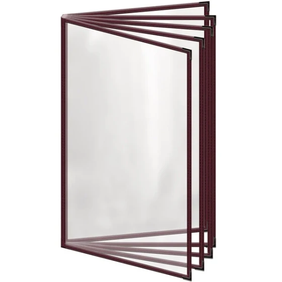 H. Risch, Inc. TE-10V Deluxe Sewn 8 1/2" x 14" Maroon 10 View Vinyl Menu Cover with Black Smooth Corners and Gloss Finish