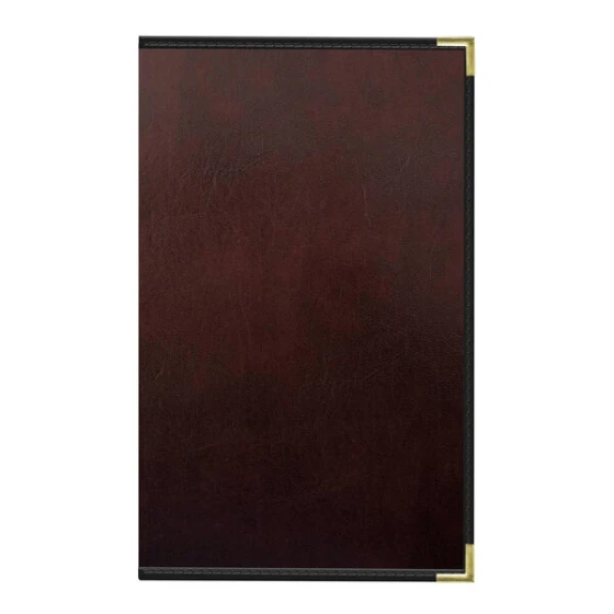 H. Risch, Inc. 8 1/2" x 14" Wine Tuxedo Leather Customizable 4 View Menu Cover with Interior Pockets