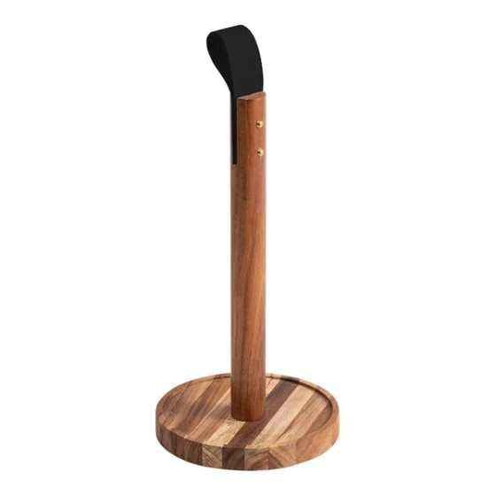 Ironwood 13" x 5 1/2" Acacia Wood Paper Towel Holder with Leather Handle