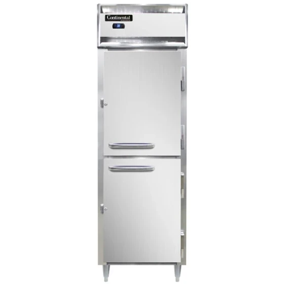 Continental Refrigerator D1RSNSAHD 26" Shallow Depth Solid Half Door Reach-In Refrigerator