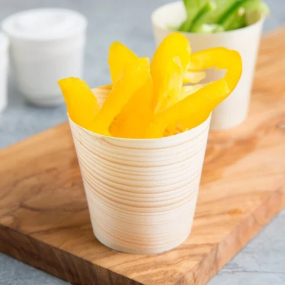TableCraft BAMDCP1 4 oz. Small Wooden Disposable Serving Cup - 50/Pack