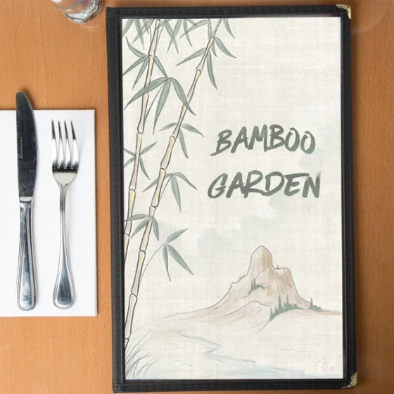 Choice 8 1/2" x 14" Menu Paper Asian Themed Bamboo Design Cover - 100/Pack