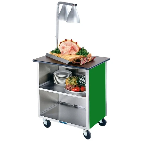 Lakeside 626G Heavy-Duty Stainless Steel Three Shelf Flat Top Utility Cart with Enclosed Base and Green Finish - 18 3/4" x 28 1/4" x 32 5/8"