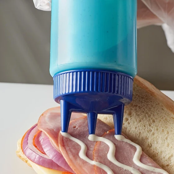 Vollrath 3324C-44 Traex® Color-Mate™ 24 oz. Blue Tri Tip™ Wide Mouth Squeeze Bottle