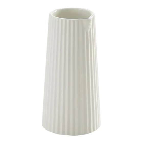 American Metalcraft 6 oz. White Fluted Ceramic Creamer CRCC6 - 12/Case