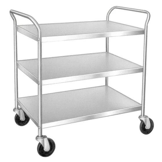 Lakeside 499 Medium-Duty Stainless Steel Three Shelf Tubular Utility Cart with Chrome-Plated Legs / Frame - 36" x 23" x 37"