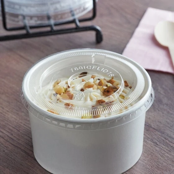 Choice 16 oz. Clear Flat Frozen Yogurt Lid with No Hole - 1,000/Case