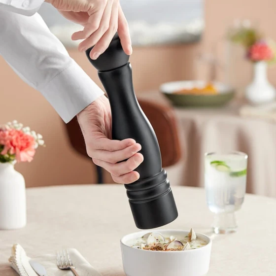 Acopa 12" Matte Black Wooden Salt / Pepper Mill