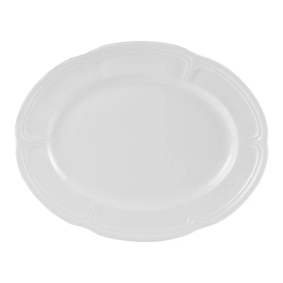 Steelite Distinction Monique 13" x 10 1/2" White Scalloped Oval Platter - 12/Case