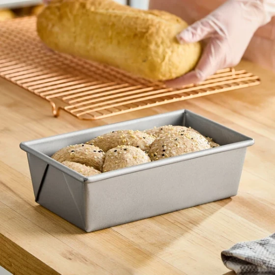 Baker's Lane 1 lb. Glazed Aluminized Steel Bread Loaf Pan - 8 1/2 inch x 4 1/2 inch x 2 3/4 inch