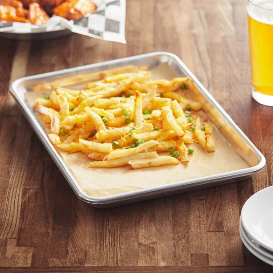 Baker's Lane Heavy-Duty Quarter Size 16 Gauge 9 inch x 13 inch Open Bead Rim Aluminum Bun / Sheet Pan