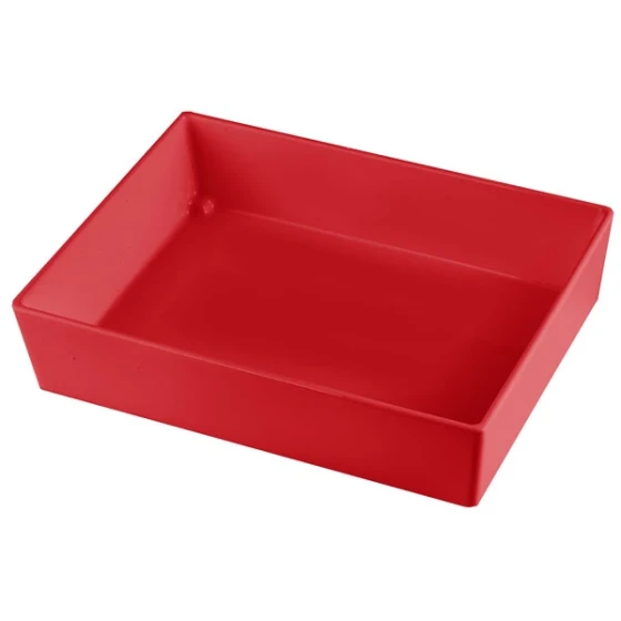 TableCraft CW5004R Simple Solutions 1/2 Size Red Cast Aluminum Straight Sided Bowl - 3" Deep