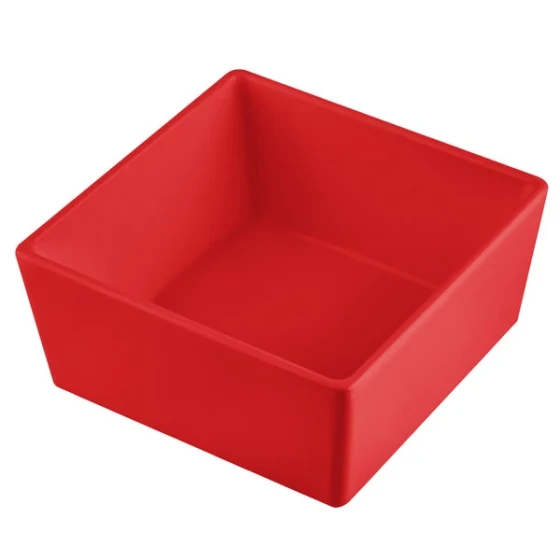 TableCraft CW5016R Simple Solutions 1/6 Size Red Cast Aluminum Straight Sided Bowl - 3" Deep