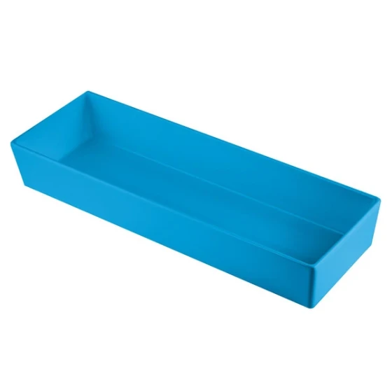 TableCraft CW5008SBL Simple Solutions 1/2 Size Long Sky Blue Cast Aluminum Straight Sided Bowl - 3" Deep