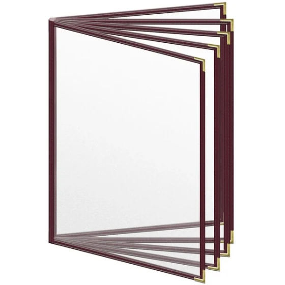 H. Risch, Inc. TE-10V Deluxe Sewn 8 1/2" x 11" Maroon 10 View Vinyl Menu Cover with Gold Smooth Corners and Matte Finish