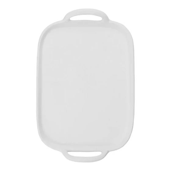 TableCraft 14" x 10" Rectangular Faux Cast Iron White Melamine Serving Tray - 6/Case