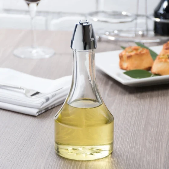 TableCraft 608 Modern Sets 8 oz. Oil Cruet with Chrome Plated Plastic Top