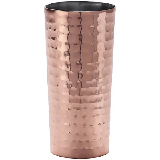 American Metalcraft 14 oz. Double Wall Hammered Copper Collins Glass