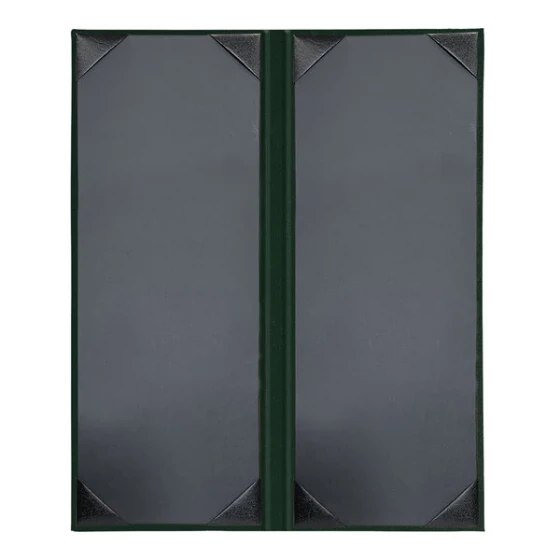 H. Risch, Inc. Oakmont 4 1/4" x 11" Green 2-Panel Menu Cover with Album Style Corners