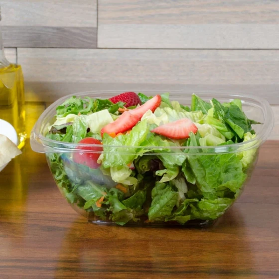 Sabert 18048B300 Bowl2 48 oz. Clear PET Square Deli / Catering Bowl - 300/Case