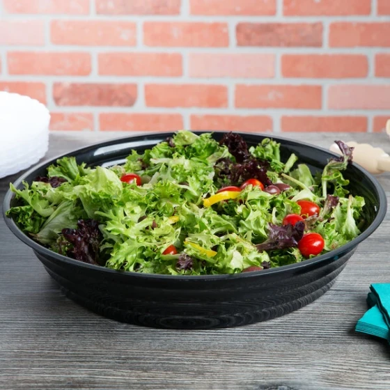 Fineline ReForm 256 oz. Black Wide Microwavable Plastic Catering Bowl - 25/Case