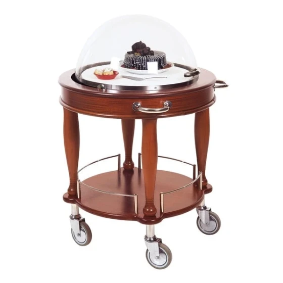 Geneva 70021 Round Bordeaux Cheese / Dessert Serving Cart with Adjustable Dome