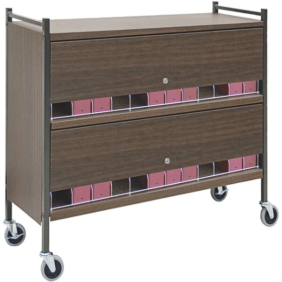 Omnimed Omnicart Woodgrain Horizontal 24-Binder Big Beam Closed Cart with Locking Panels 281530-WG