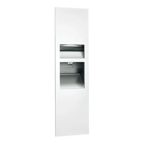 American Specialties, Inc. Piatto 10-64672-1-00 Recessed Paper Towel Dispenser with Automatic High-Speed Hand Dryer, Waste Receptacle, and White Phenolic Door - 110 / 120V